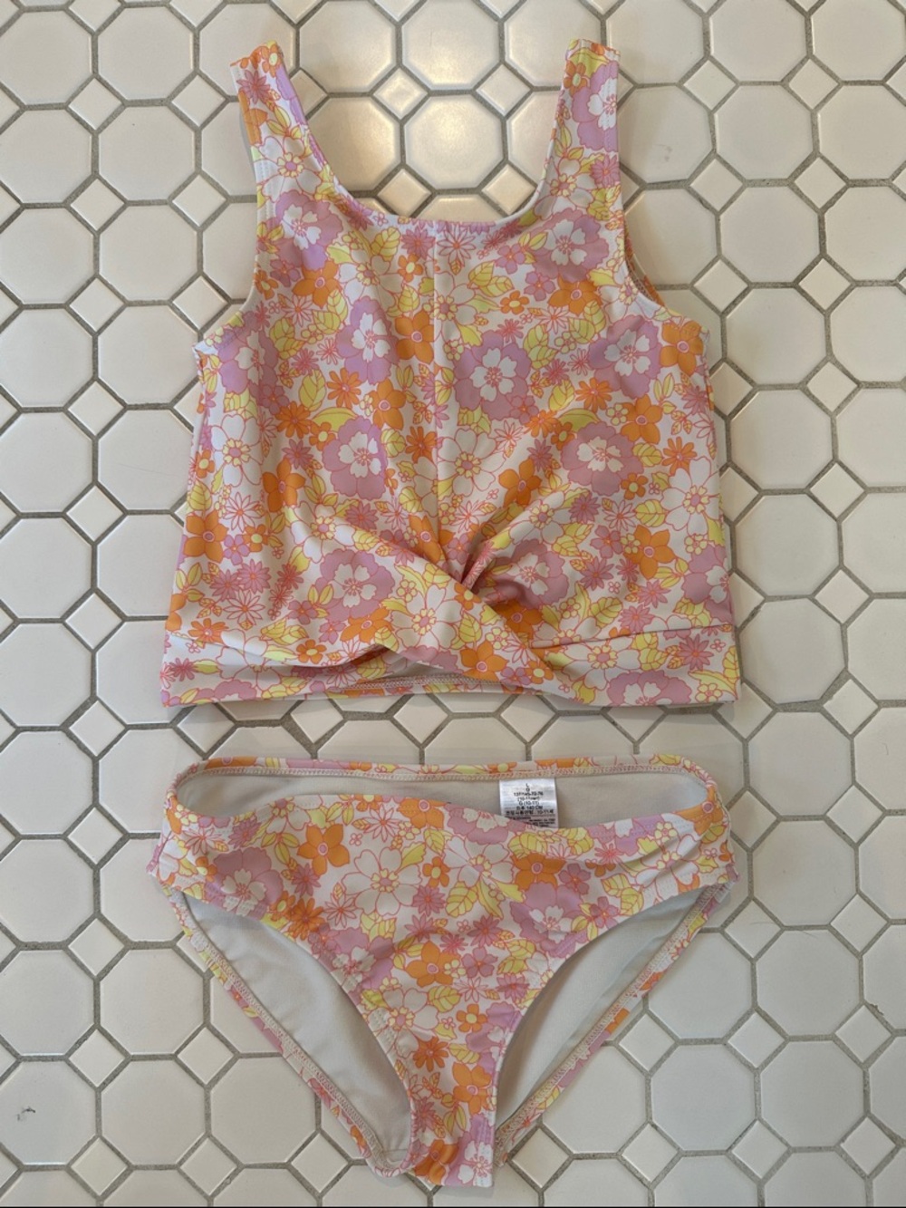 GAP Kids Pink, Orange & Yellow Floral Kids Two-Piece Swimsuit